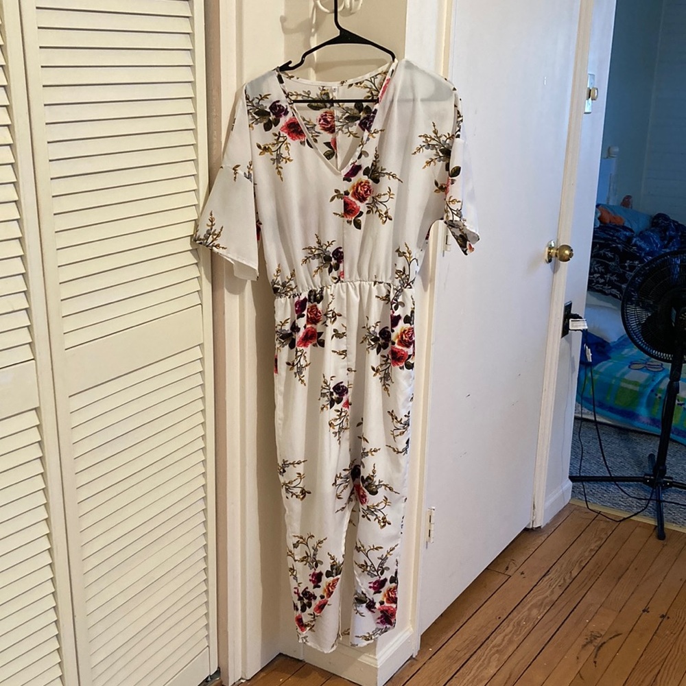 White Floral Rose Maxi Formal Dress